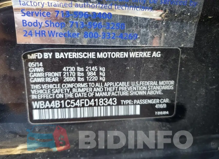 WBA4B1C54FD418343 Photo# 12