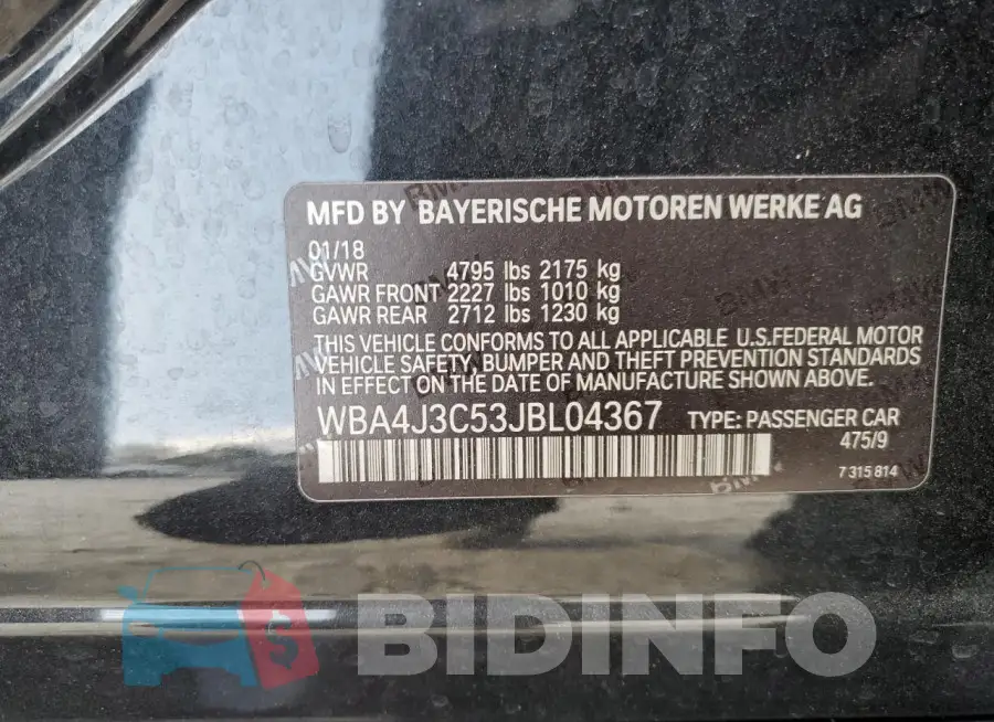 WBA4J3C53JBL04367 Photo# 12
