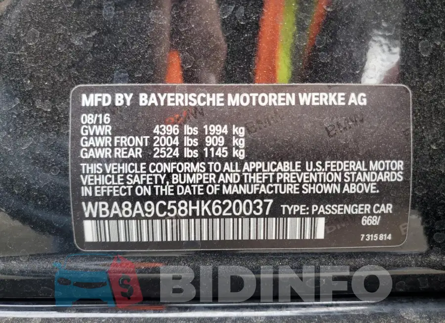WBA8A9C58HK620037 Photo# 12