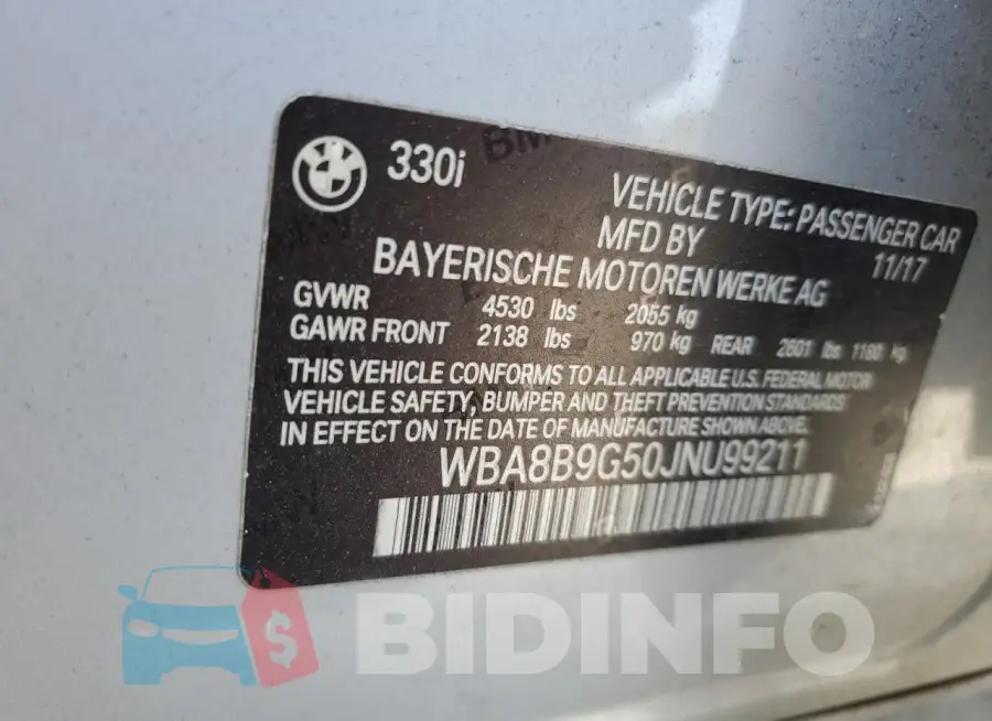 WBA8B9G50JNU99211 Photo# 12