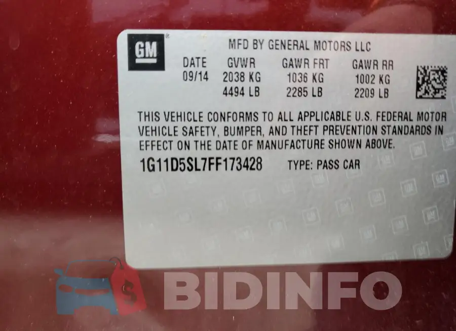 1G11D5SL7FF173428 Photo# 12