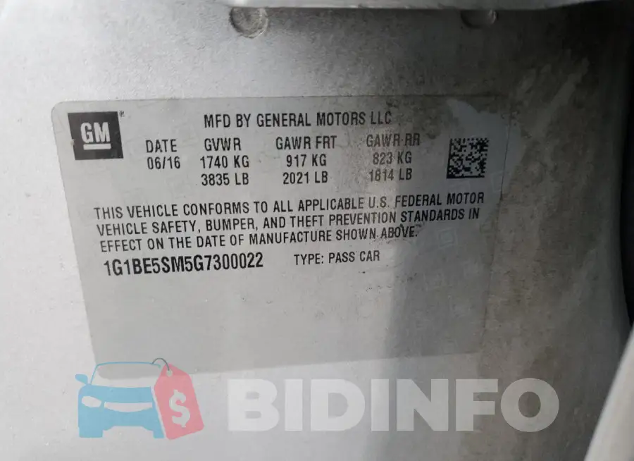 1G1BE5SM5G7300022 Photo# 12