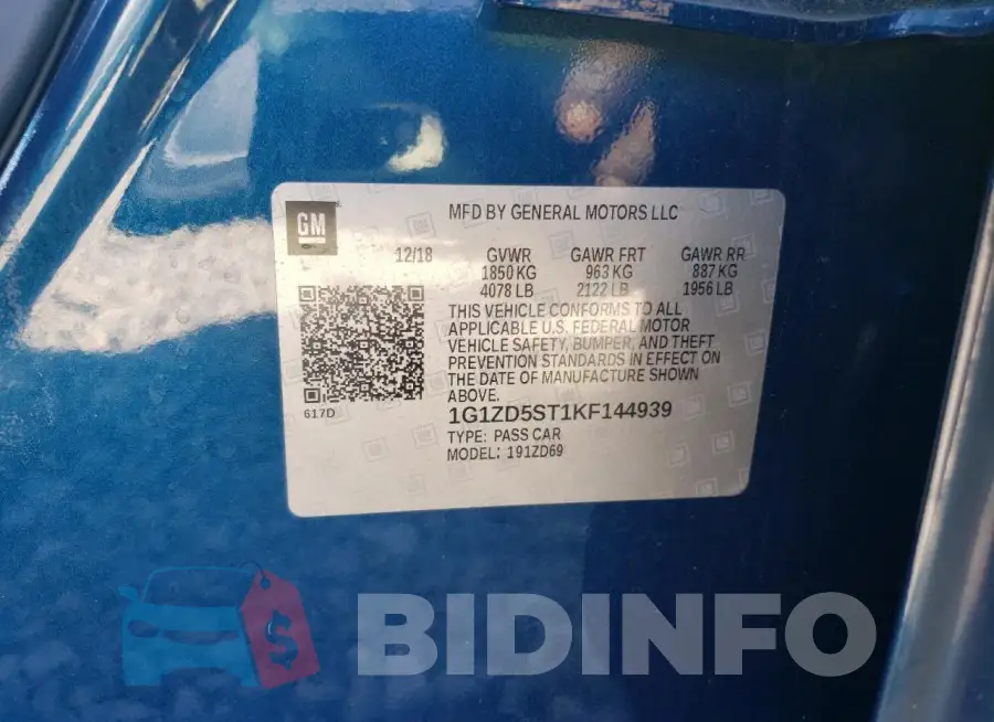 1G1ZD5ST1KF144939 Photo# 12
