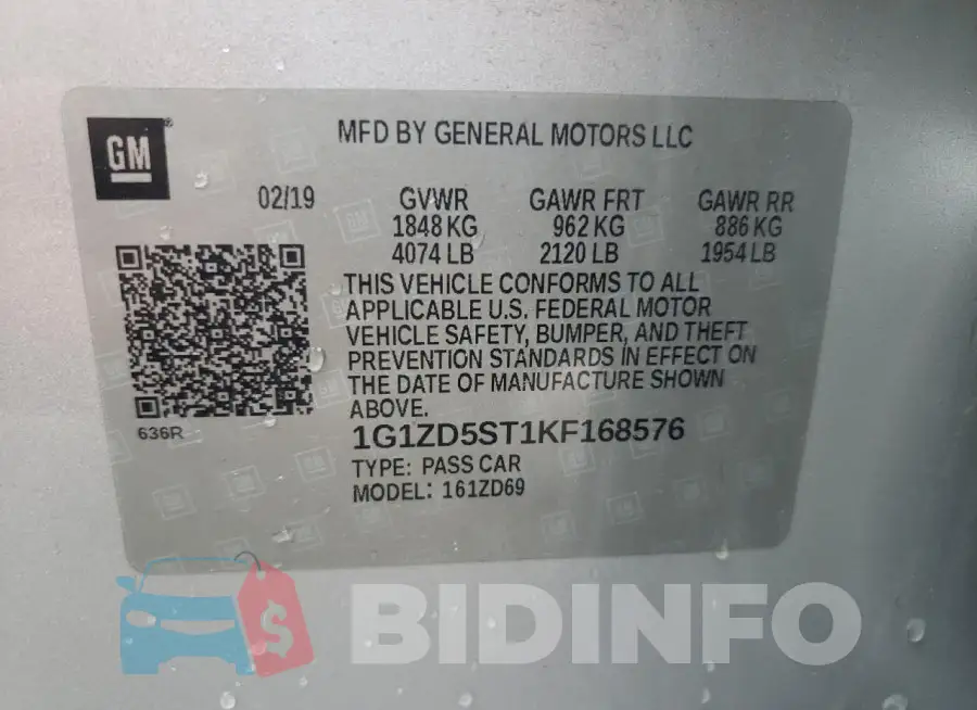 1G1ZD5ST1KF168576 Photo# 12