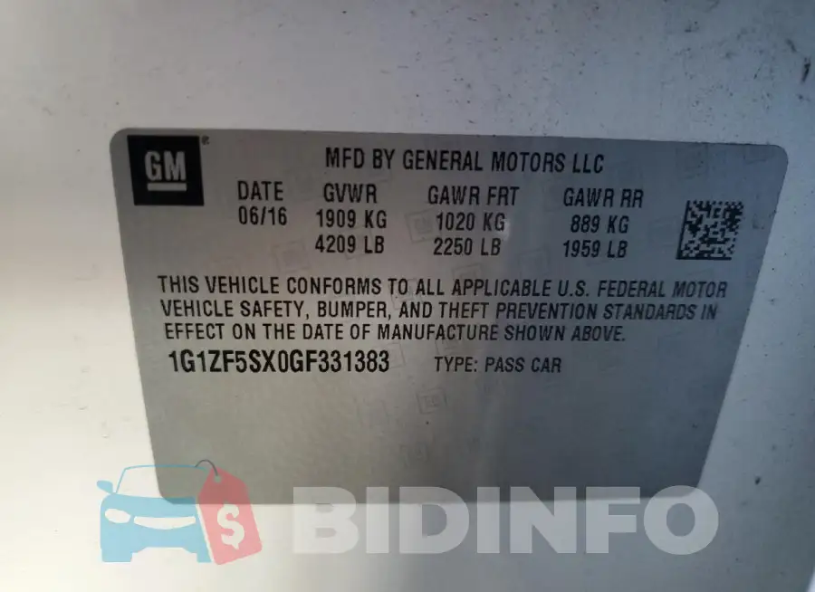 1G1ZF5SX0GF331383 Photo# 12