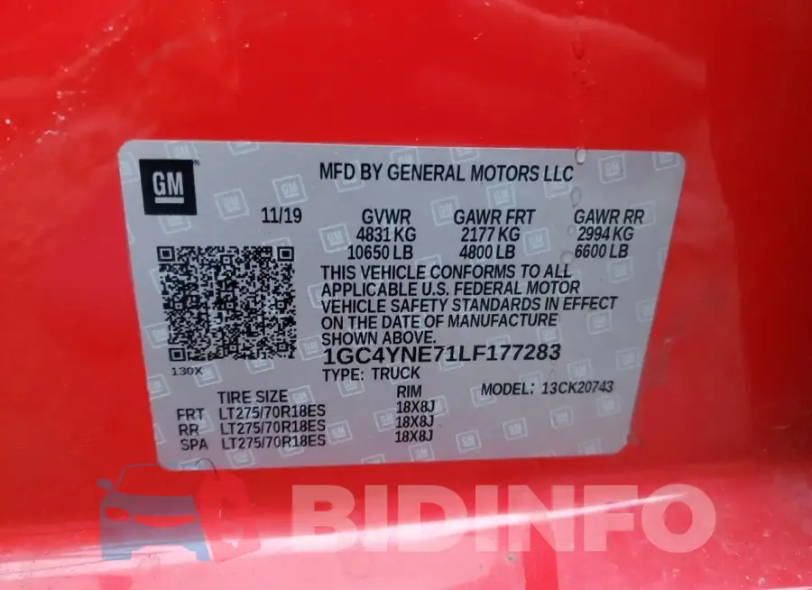 1GC4YNE71LF177283 Photo# 12