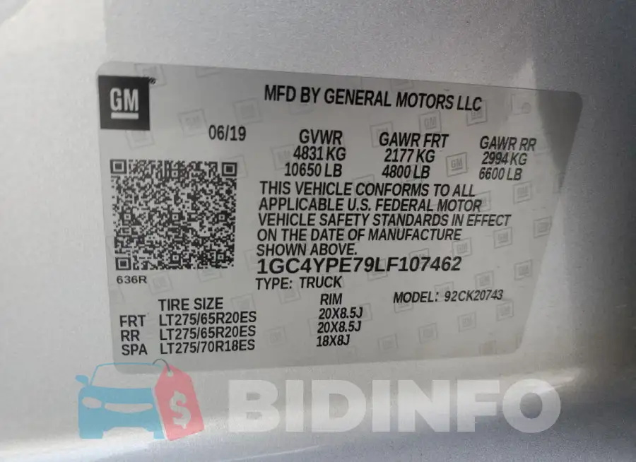 1GC4YPE79LF107462 Photo# 12