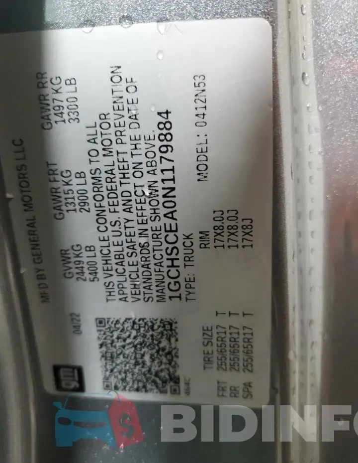 1GCHSCEA0N1179884 Photo# 12