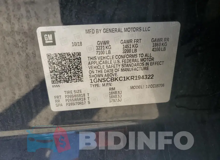 1GNSCBKC1KR194322 Photo# 14