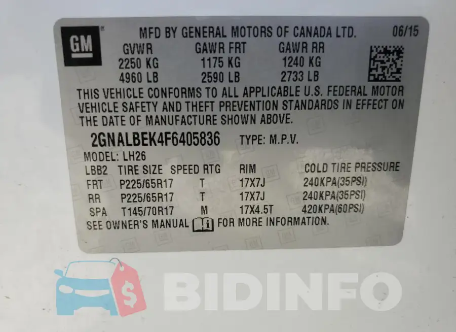 2GNALBEK4F6405836 Photo# 13