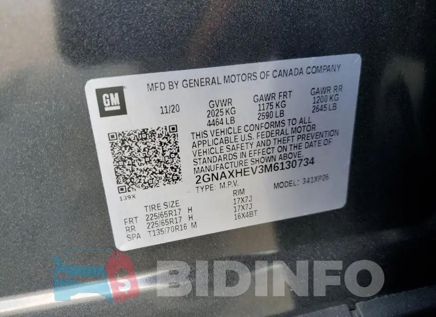 2GNAXHEV3M6130734 Photo# 13