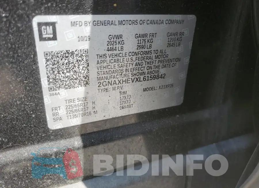 2GNAXHEVXL6159842 Photo# 12