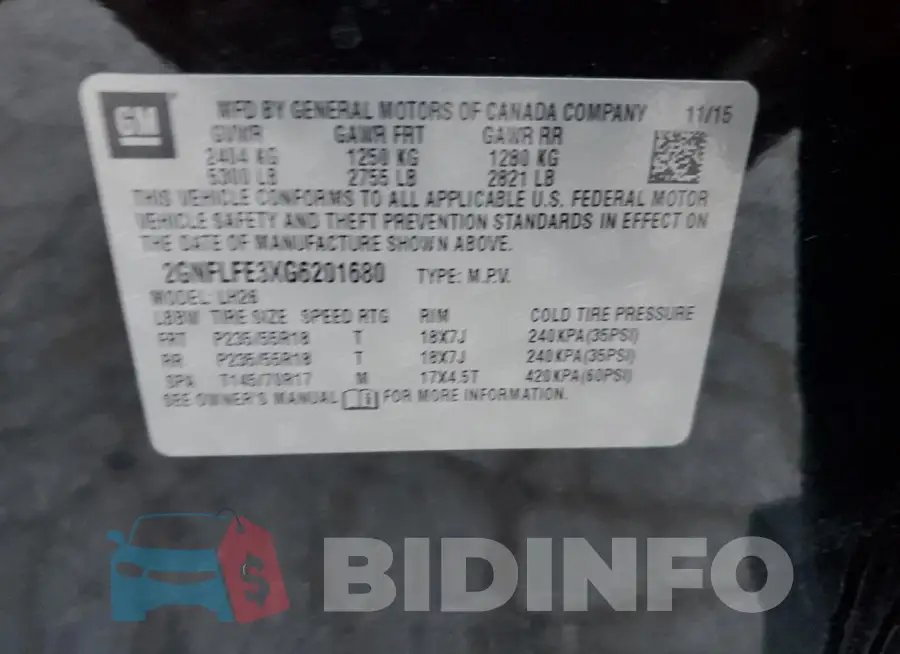 2GNFLFE3XG6201680 Photo# 13