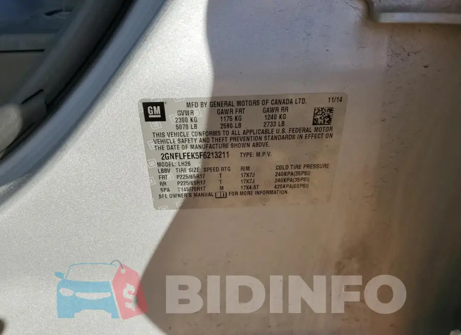 2GNFLFEK5F6213211 Photo# 13