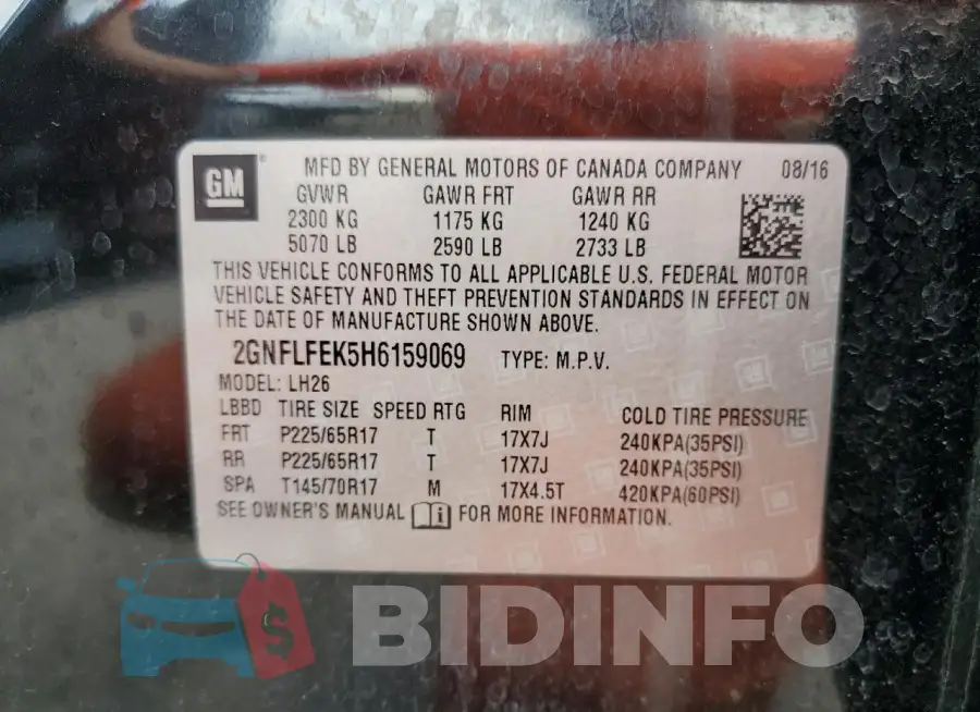 2GNFLFEK5H6159069 Photo# 14