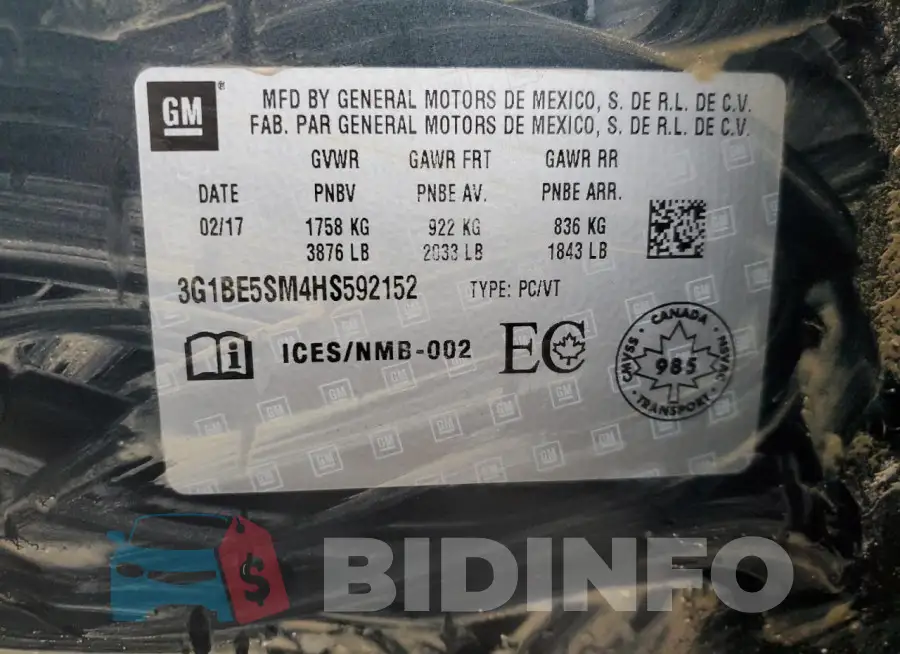 3G1BE5SM4HS592152 Photo# 12