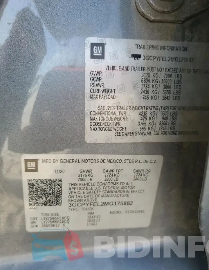 3GCPYFEL2MG175882 Photo# 12