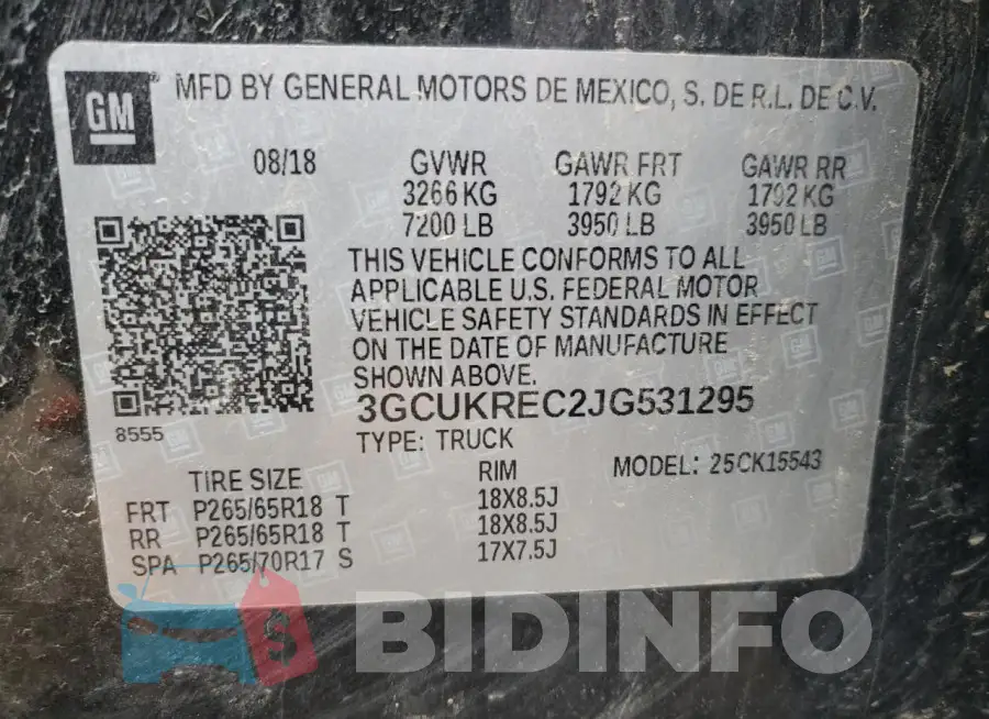 3GCUKREC2JG531295 Photo# 12
