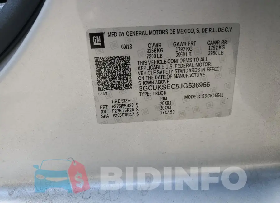 3GCUKSEC5JG536966 Photo# 12