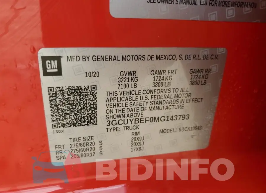 3GCUYBEF0MG143793 Photo# 12
