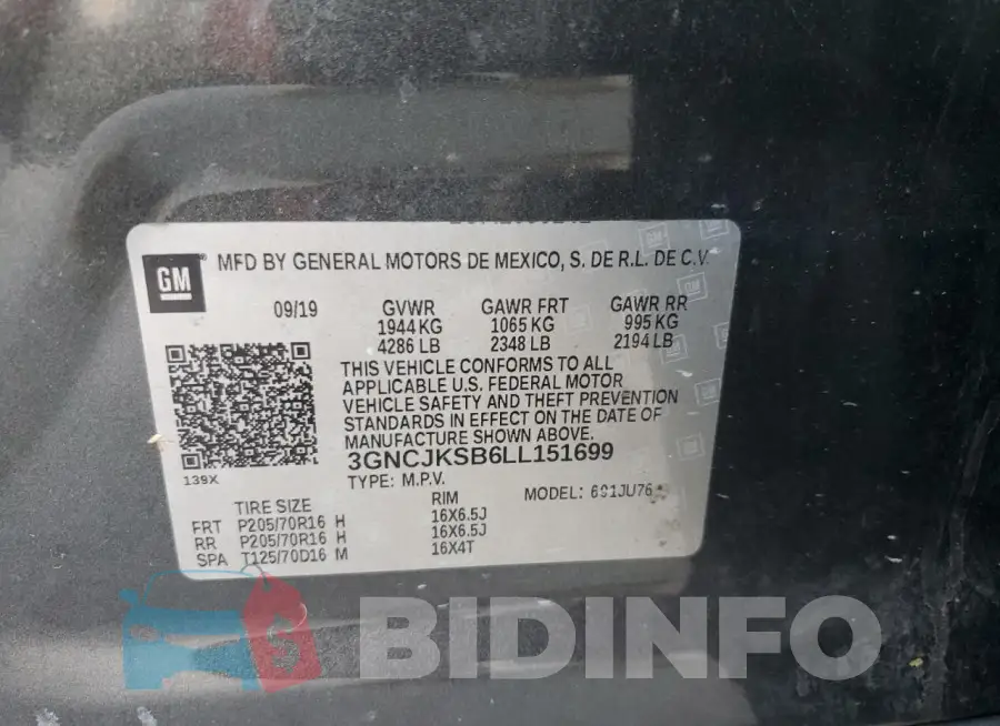 3GNCJKSB6LL151699 Photo# 14