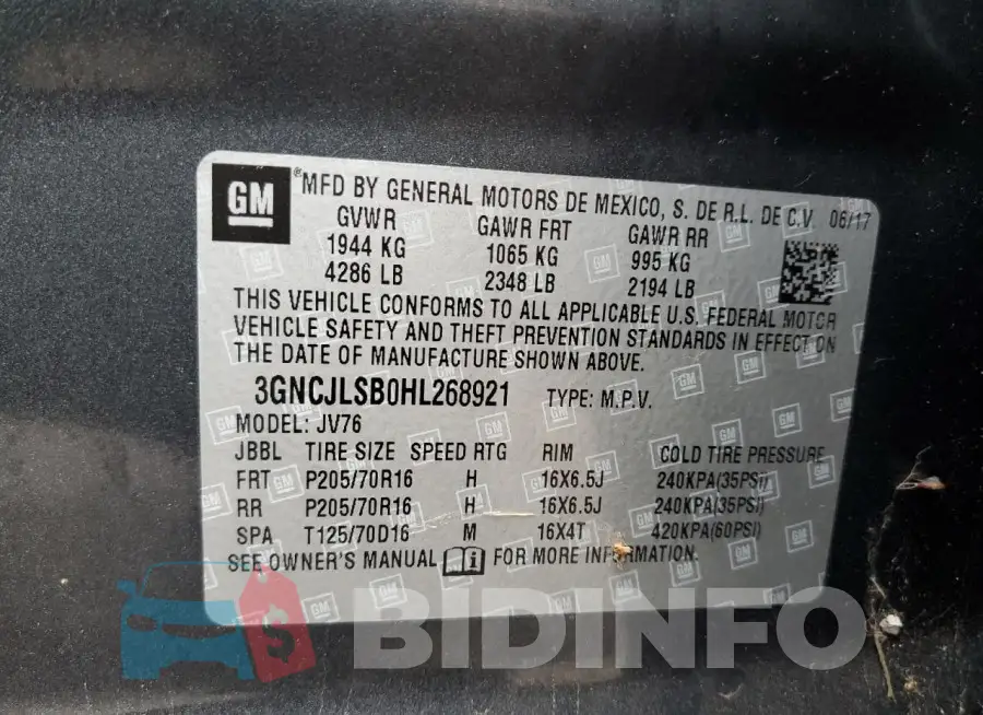 3GNCJLSB0HL268921 Photo# 13