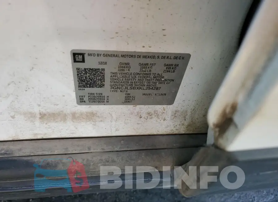 3GNCJLSBXKL254287 Photo# 13