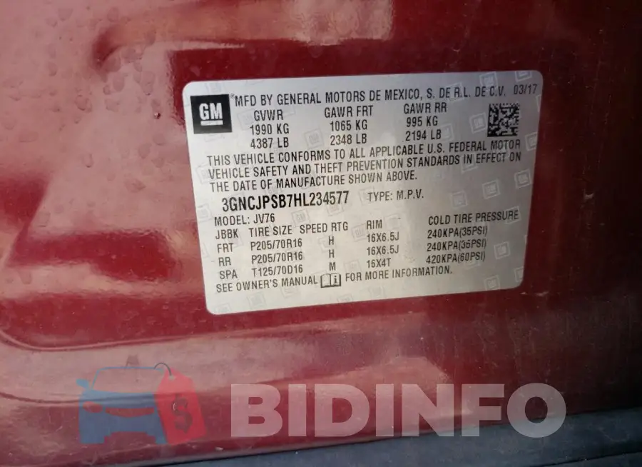 3GNCJPSB7HL234577 Photo# 13