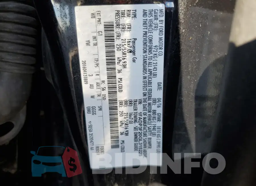 1FADP3F20GL315225 Photo# 13