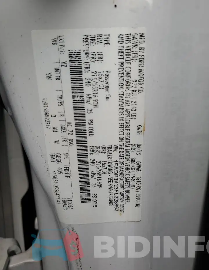 1FADP3K23FL328863 Photo# 12