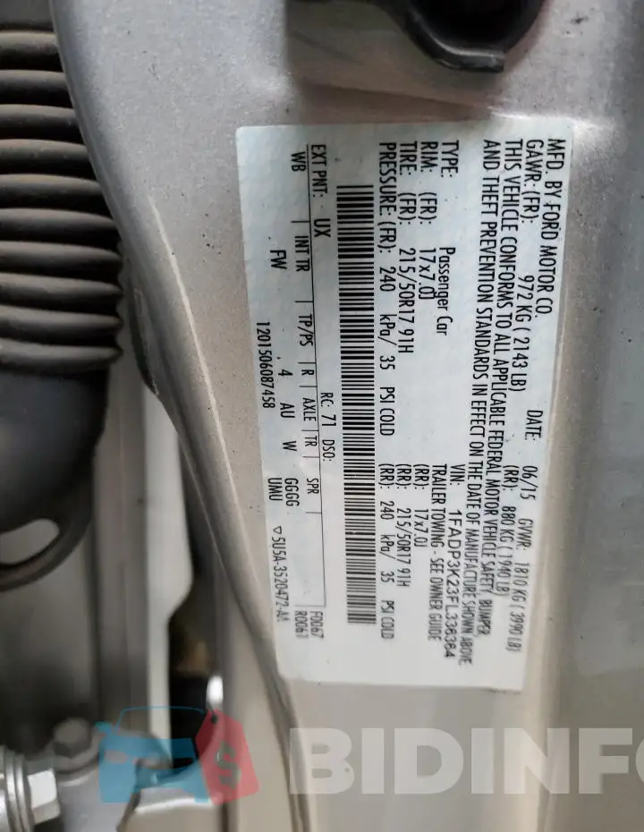 1FADP3K23FL336364 Photo# 12