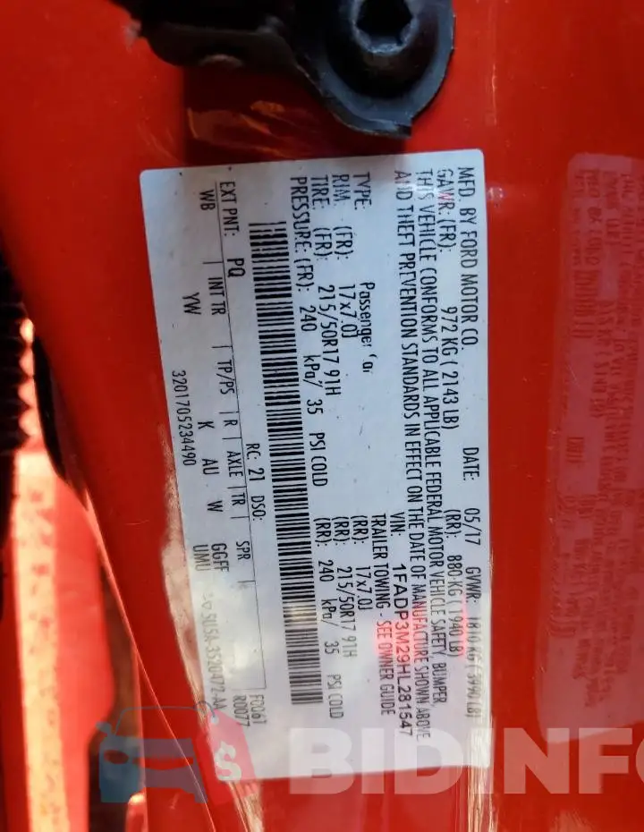 1FADP3M29HL281547 Photo# 12