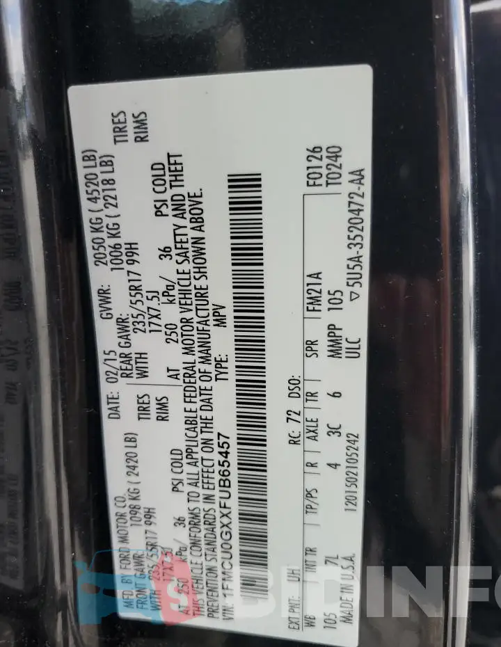 1FMCU0GXXFUB65457 Photo# 14