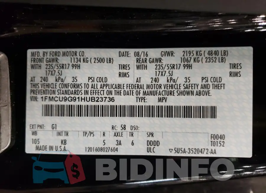1FMCU9G91HUB23736 Photo# 13