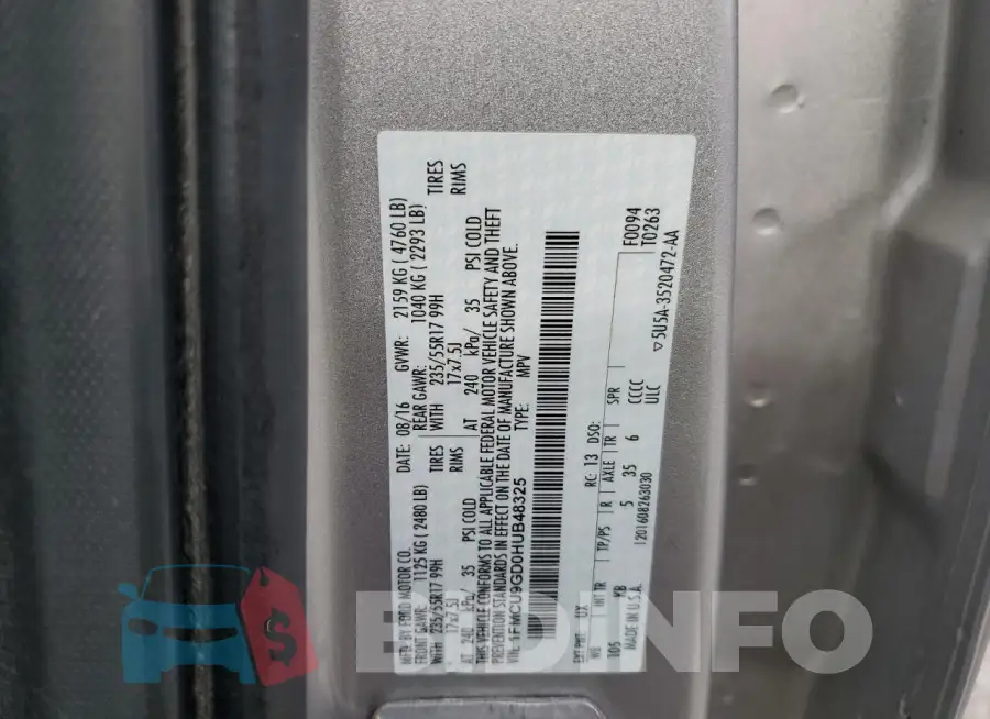 1FMCU9GD0HUB48325 Photo# 12