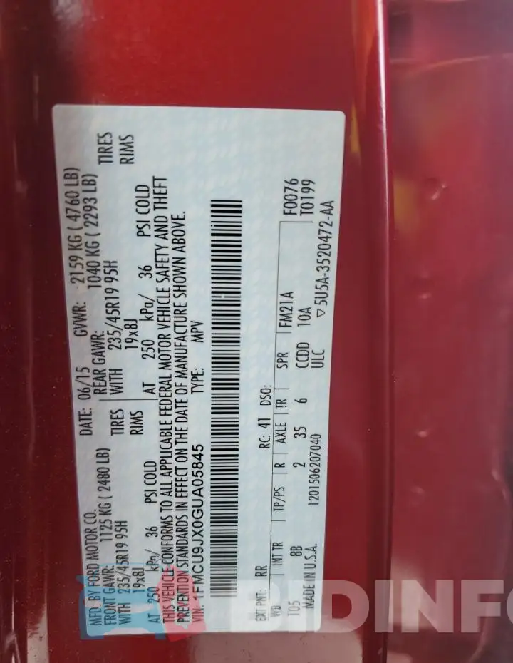 1FMCU9JX0GUA05845 Photo# 13