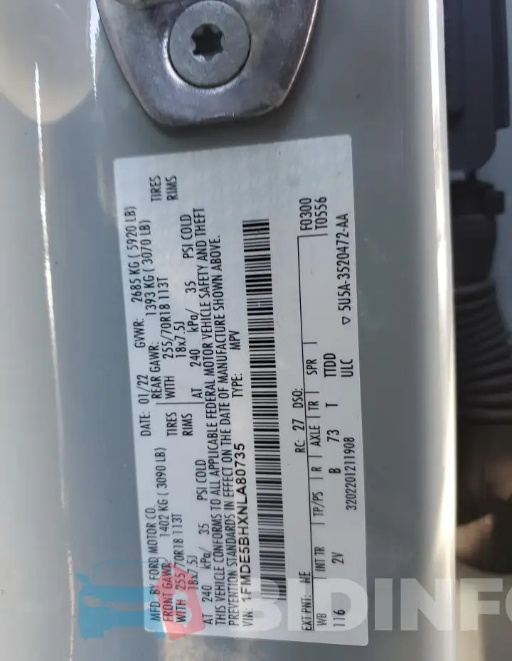1FMDE5BHXNLA80735 Photo# 13