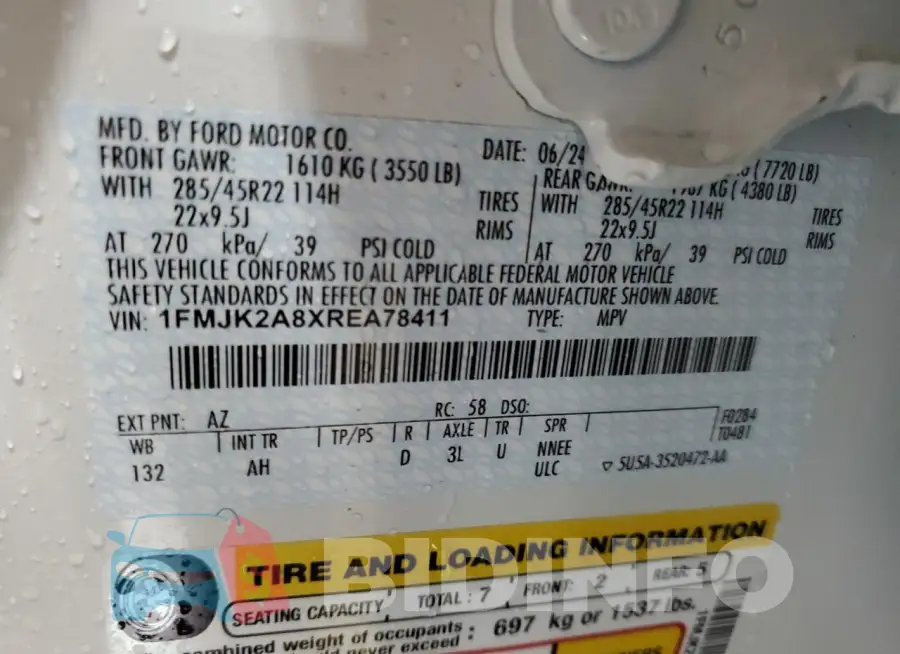 1FMJK2A8XREA78411 Photo# 14