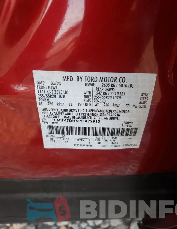 1FMSK7DHXPGA72915 Photo# 13