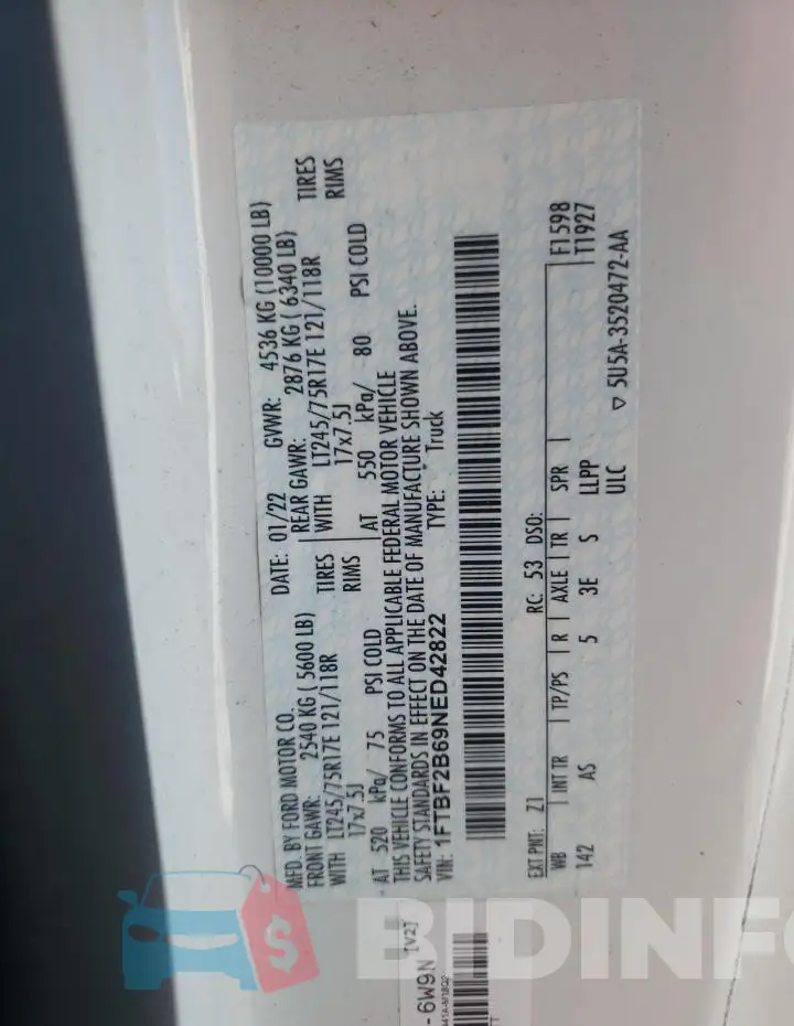 1FTBF2B69NED42822 Photo# 13