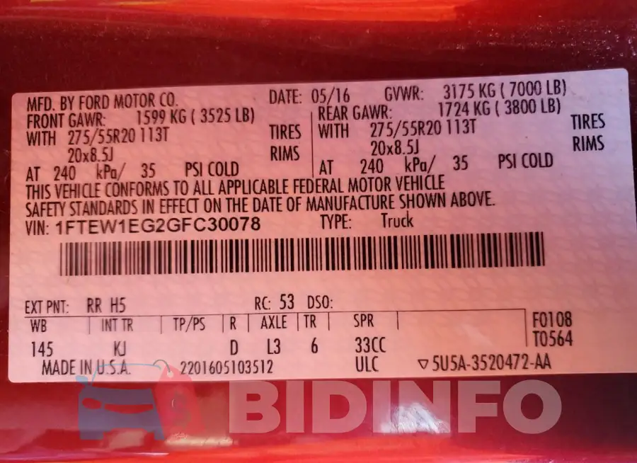 1FTEW1EG2GFC30078 Photo# 13