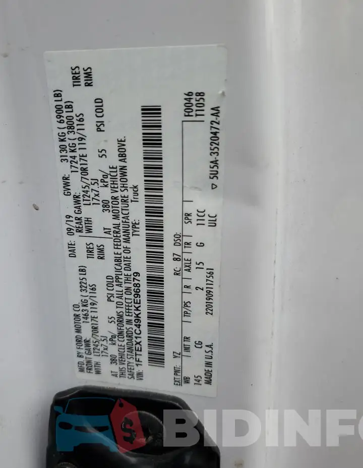 1FTEX1C49KKE96879 Photo# 12