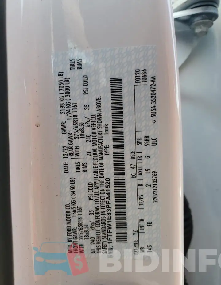 1FTFW1E83PFA41520 Photo# 12