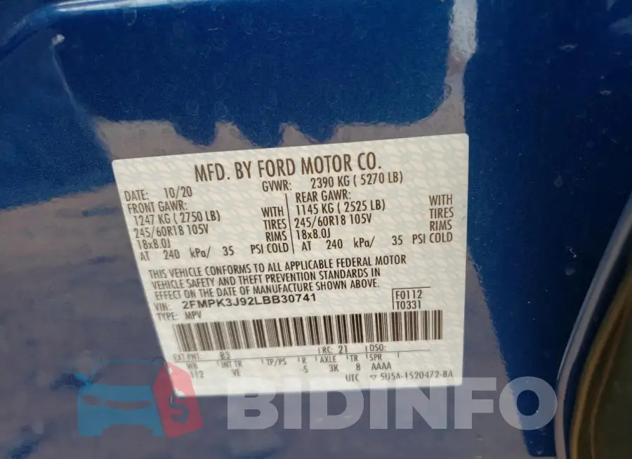 2FMPK3J92LBB30741 Photo# 12