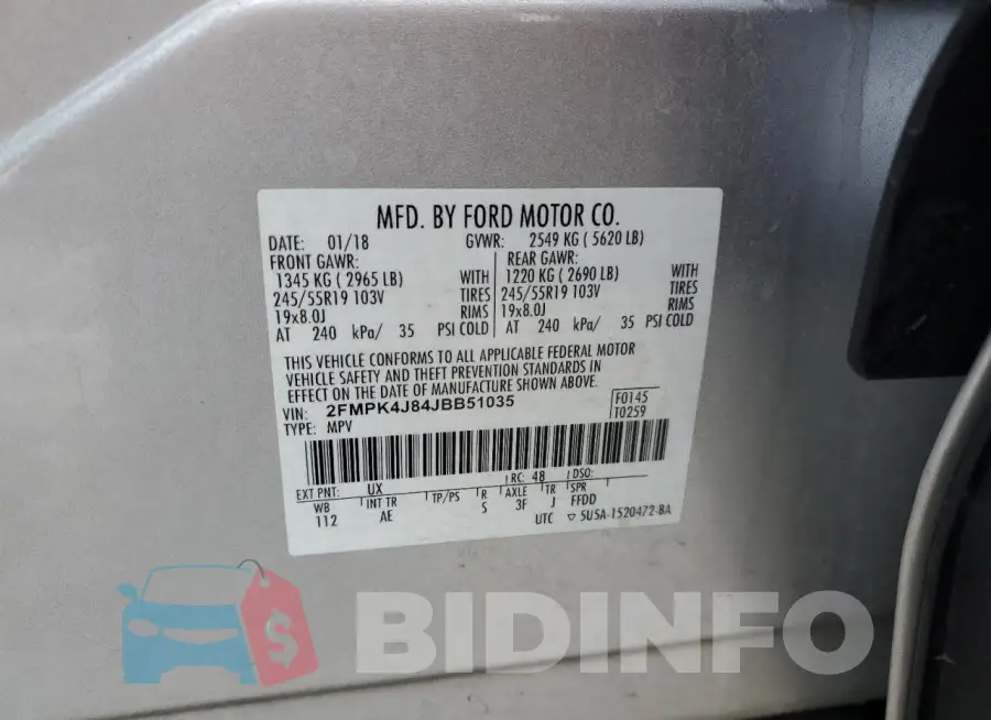 2FMPK4J84JBB51035 Photo# 13