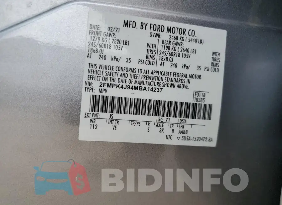 2FMPK4J94MBA14237 Photo# 13