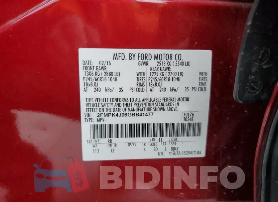 2FMPK4J96GBB41477 Photo# 13