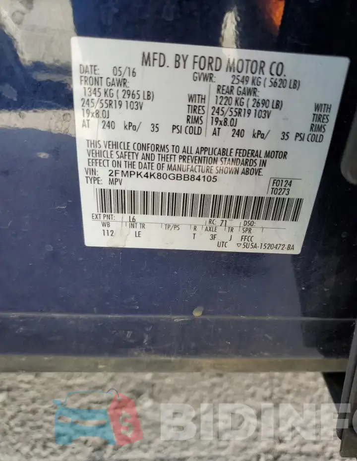 2FMPK4K80GBB84105 Photo# 13
