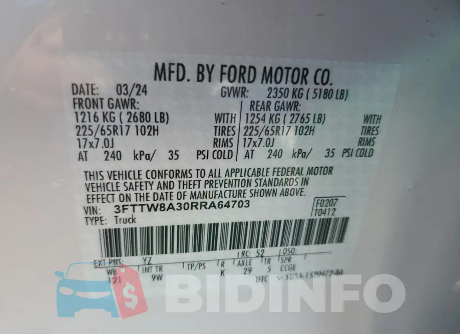 3FTTW8A30RRA64703 Photo# 13