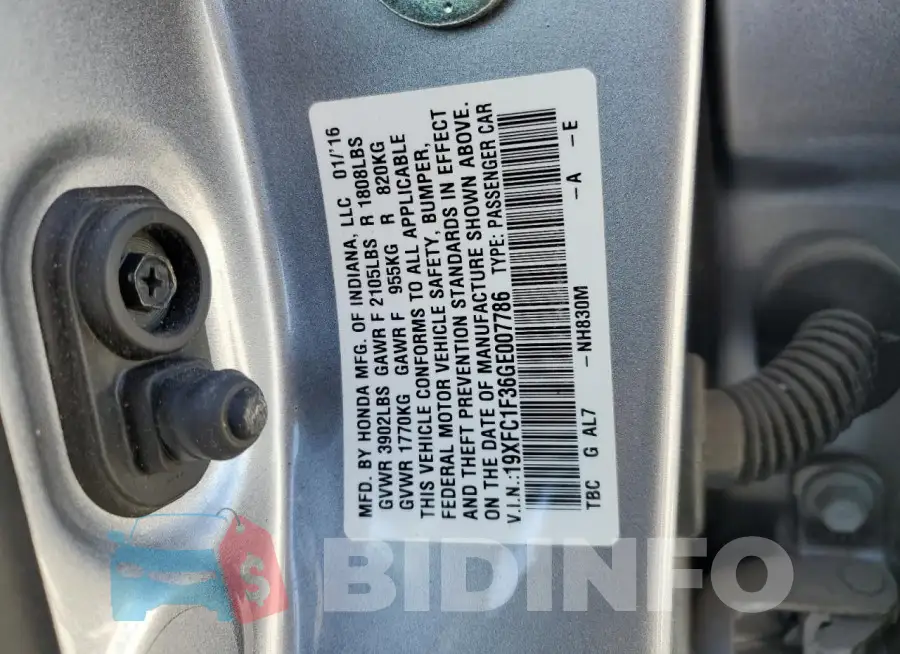 19XFC1F36GE007786 Photo# 12